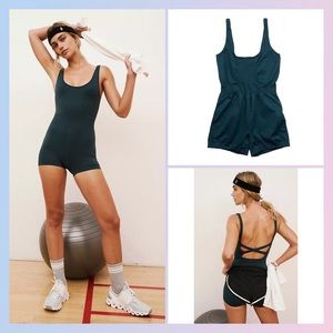 Scoop-Back Athletic Romper in Deep Teal